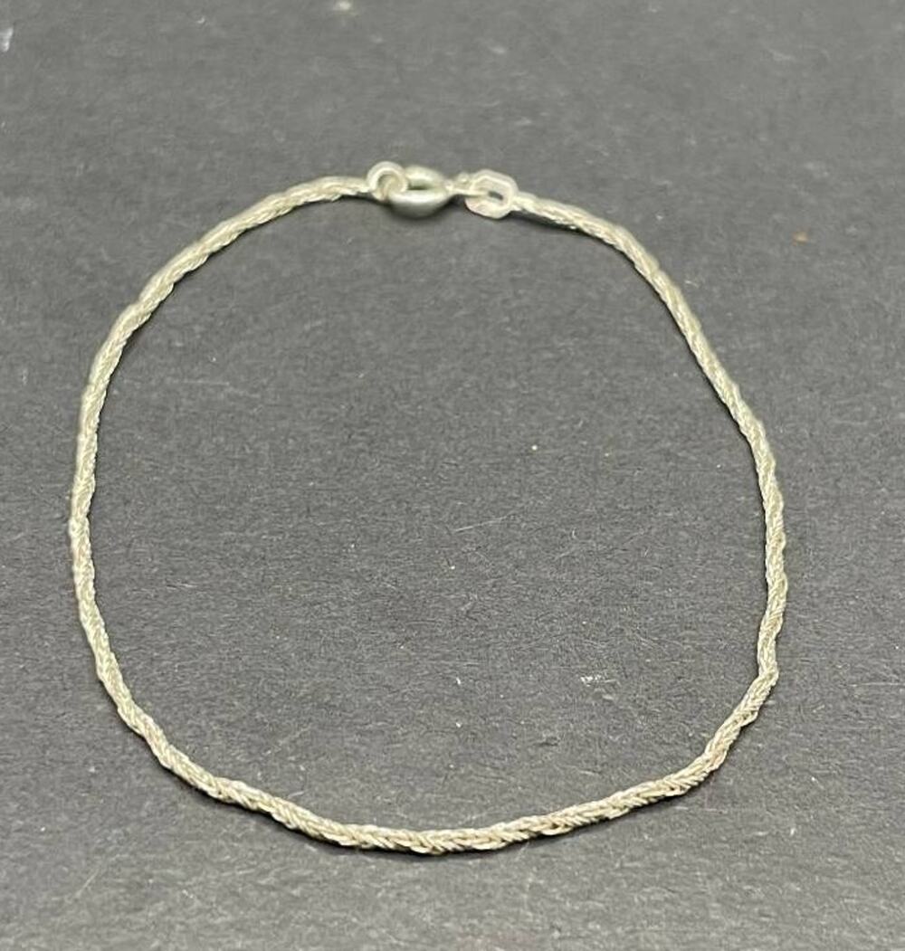 925 Sterling Silver Twisted Braided Rope Chain Bracelet Spring Ring Clasp